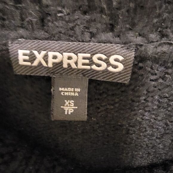 Express Chunky Cowl Neck Sweater oversized black wool blend size XS - Picture 3 of 5